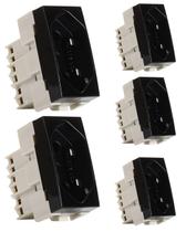 5 Módulo Tomada Sleek Preto Brilhante 2P+T 10A MarGirius 5 Módulo Tomada Sleek Preto Brilhante 2P+T 10A MarGirius