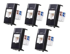 5 Módulos Tomada para Rede Informática RJ45 Ebony Clean Margirius 16815