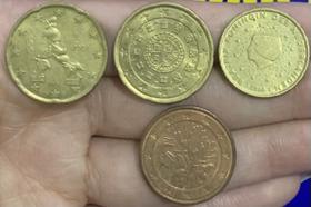 5 Moedas 20 Cent, 10 Cent e 5 Cent de Euro