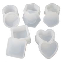 5 Moldes de resina de caixa de pcs com tampas Moldes de Silicone para DIY Craft Making Storing Brincos, Anéis, Moedas, Cinzas chaves