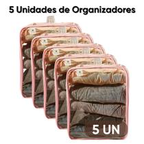 5 Organizadores de Guarda Roupa Tênis Roupas Camisetas Calças Jaquetas PVC Resistentes Impermével C/ zíper Alça