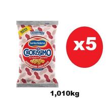 5 Pacotes Amendoim Crocante Salgado Crokissimo 1,01Kg.