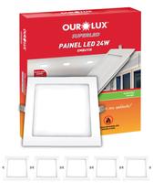 5 Painel LED Ourolux de Embutir 24W Bivolt Cor da Luz 6500K Branco Frio Quadrado