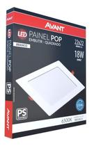 5 Painel Plafon Embutir Quadrado 18w Branco Frio 6500k Ps