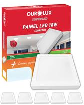 5 Painel Plafon Ourolux Sobrepor 18w Bivolt Cor da Luz Branco Neutro 4000k Quadrado 5 Painel Plafon Ourolux Sobrepor 18w Bivolt Cor da Luz Branco Neutro 4000k Quadrado