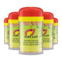 5 Paliteiros de Plastico com 240 Palitos de Dente de Bambu Resistente para Petiscos Fiat Lux