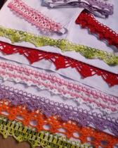 5 Panos De prato Branco com Bico Em Crochê Coloridos