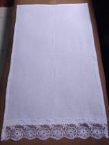 5 Panos De prato Branco com Bordado Inglês Branco