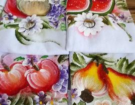 5 Panos De prato Pinturas feito a Mão Coloridos Artesanal