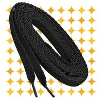 5 Pares de Cadarço Chato Tradicional Preto Tênis 1,20mt