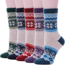 5 Pares de Calcetines Térmicos de Lana EBMORE para Mujer para Botas de Senderismo Invierno