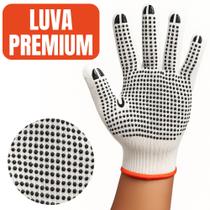 5 Pares de Luva Tricotada Malha Pedreiro Branca e Preta Obras Construção Mecânica Jardinagem