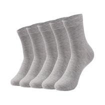 5 pares de meias femininas de algodão de tubo médio preto e branco de cor sólida