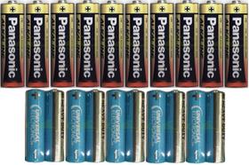 5 Pares de Pilhas Pequena AA Alcalina Panasonic Power Alkaline + 5 pares de pilhas palito AAA Heavy Duty