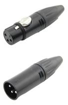 5 Pares Plug Xlr Macho Femea Mxt Prof Preto Metal Com Trava