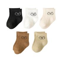 5 pares/set padrão de desenho animado para bebê e meias de cor sólida