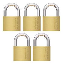 5 Pç Cadeado Stam 40mm Dourado 10 Chaves Iguais Portão