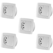 5 Pc Interruptor Simples Tomada 10A Dupla Para Móveis Ilumi