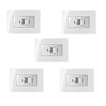 5 Pc Tomada P/ Moveis Margirius Rj45 Branca Informática C