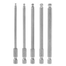 5 Pcs 1/4" Hex Shank 100mm Esfera Magnética Fim Hexagon Chave de Fenda Brocas Broca - Prata