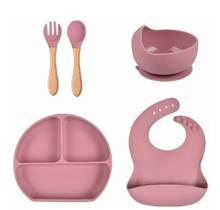 5 Pcs Babadores De Silicone Para Bebês Prato De Jantar Divid