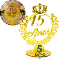 5 Pçs Centro Mesa Topo Bolo 15 Anos Festa Debutante Dourado Coroa Decoração Princesa 5 Pçs Centro Mesa Topo Bolo 15 Anos Festa Debutante Dourado Coroa Decoração Princesa