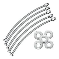 5 Pçs Mangueiras Engate 60cm Flexível Malha Aço Inox 1/2 5 Pçs Mangueiras Engate 60cm Flexível Malha Aço Inox 1/2