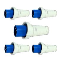 5 Pçs Plug Macho Industrial 3PT 63A 9H Azul OMG4579
