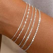 5 pçs/set moda feminina corrente pulseira conjunto acessórios de jóias
