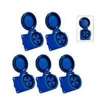 5 pcs Tomada Embutir 3P+T 63A 9H Azul 220/250V OMG-4549 5 pcs Tomada Embutir 3P+T 63A 9H Azul 220/250V OMG-4549