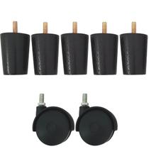 5 Pe Para Cama e 2 Rodizio Para Moveis Cama Box De Casal 6cm