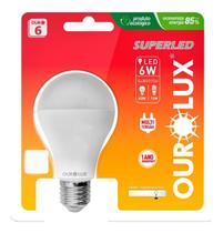5 Peças Lâmpada Bulbo A60 Superled 6W Bivolt E27 Branco Frio 5 Peças Lâmpada Bulbo A60 Superled 6W Bivolt E27 Branco Frio