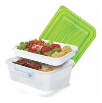 5 Peças Marmita Com Bandeja E Trava Microondas Mini