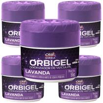 5 Peças - Odorizador Aromatizante De Gel Cheirinho De Lavanda Com 55 Gramas - Orbi Quimica