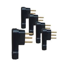 5 Peças Plugue Pino Macho 90 Lateral 10A 2P+T Preto Voltim
