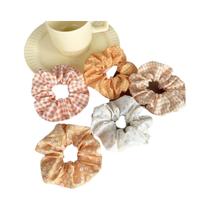 5 peças scrunchie estampado de bolinhas elegantes elásticos de cabelo elásticos de cabelo