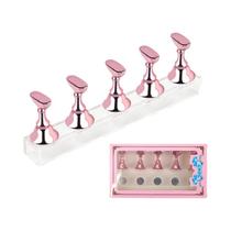 5 Peças Suporte Magnético Para Unhas Postiças Base De Cristal Para Prática De Nail Art Ferramentas