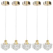 5 Pendente Cristal Interna Metal Dourado Bancada Bet42