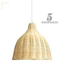 5 Pendente De Rattan Em Fibra Natural Vime E27 Varanda Nat13