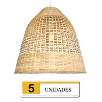 5 Pendente Em Fibra Natural Artesanal Bambu Bancada Nat18