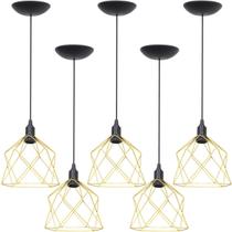 5 Pendentes Aramado Cálice Luminária Lustre Teto Retrô Vintage Industrial Balcão Agp Ilumini