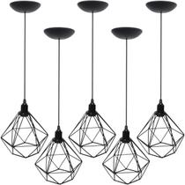 5 Pendentes Aramado Diamante Luminária Lustre P Teto Retrô Vintage Industrial Balcão Agp Ilumini