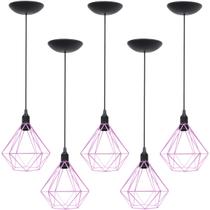 5 Pendentes Aramado Diamante Luminária Lustre P Teto Retrô Vintage Industrial Balcão Agp Ilumini