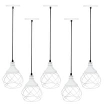 5 Pendentes Aramado Esfera Balonê Branco Lustre Luminária Teto Regulável Sala Cozinha Industrial Agp 5 Pendentes Aramado Esfera Balonê Branco Lustre Luminária Teto Regulável Sala Cozinha Industrial Agp