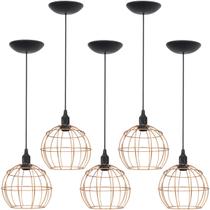5 Pendentes Aramado Globo Luminária Lustre Teto Retrô Vintage Industrial Balcão Agp Ilumini