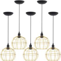 5 Pendentes Aramado Globo Luminária Lustre Teto Retrô Vintage Industrial Balcão Agp Ilumini