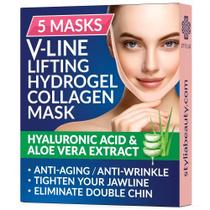 5 Piece V Line Shaping Máscaras Faciais Lifting Hydrogel Collagen Mask with Aloe Vera Anti-Aging and Anti-Wrinkle Band - Correia Redutora de Queixo Duplo
