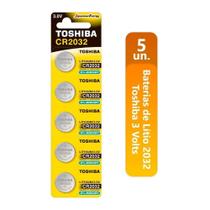 5 Pilhas Baterias Toshiba CR2032 3V Placa Mãe Balança Dig.