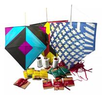 5 Pipas Grandes 58cm colorida + 2 Rabiolas + 2 linha dez