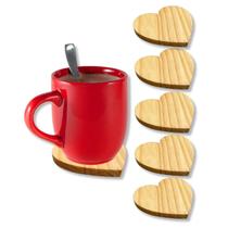 5 Pires Madeira Pinus Coração 15Cm Mesa Posta Xícara E Copo